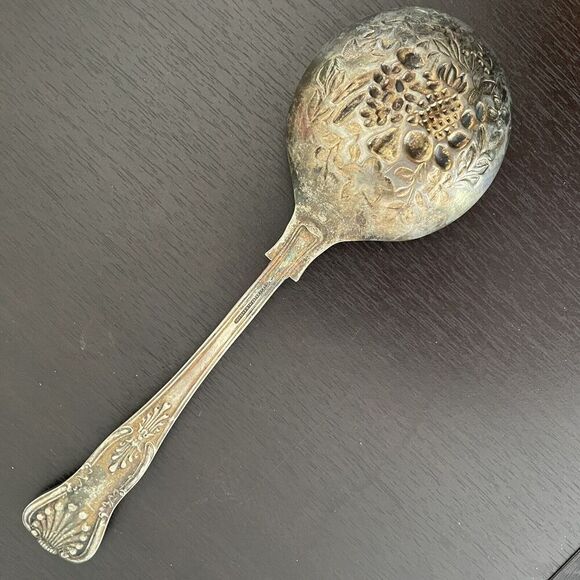 Sheffield England EPNS A1 Kings Pattern Silver Plated Round Fruit Serving Spoon - Picture 7 of 10